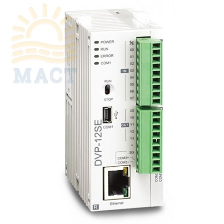 Программируемые логические контроллеры DVP12SE11R ПЛК контроллер: 12 Point, 8DI, 4DO (Relay), 24V DC Power, 2 шины расширения, USB, поддержка Modbus TCP и Ethernet/IP, мини USB, Ethernet, 2 порта RS-485 - фото